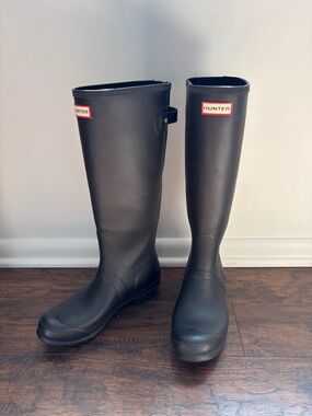 Hunter Tall Back Adjustment Original Matte Black Waterproof Rain Boots